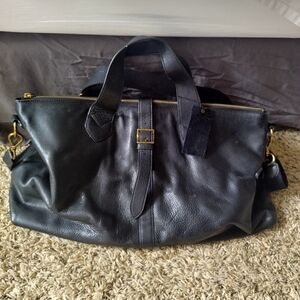 Margot Hudson weekender black leather bag